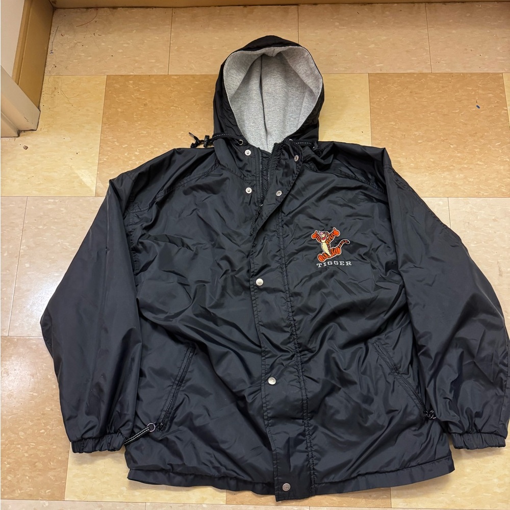 Vintage Tigger Black Hooded Jacket with Embroidered Design